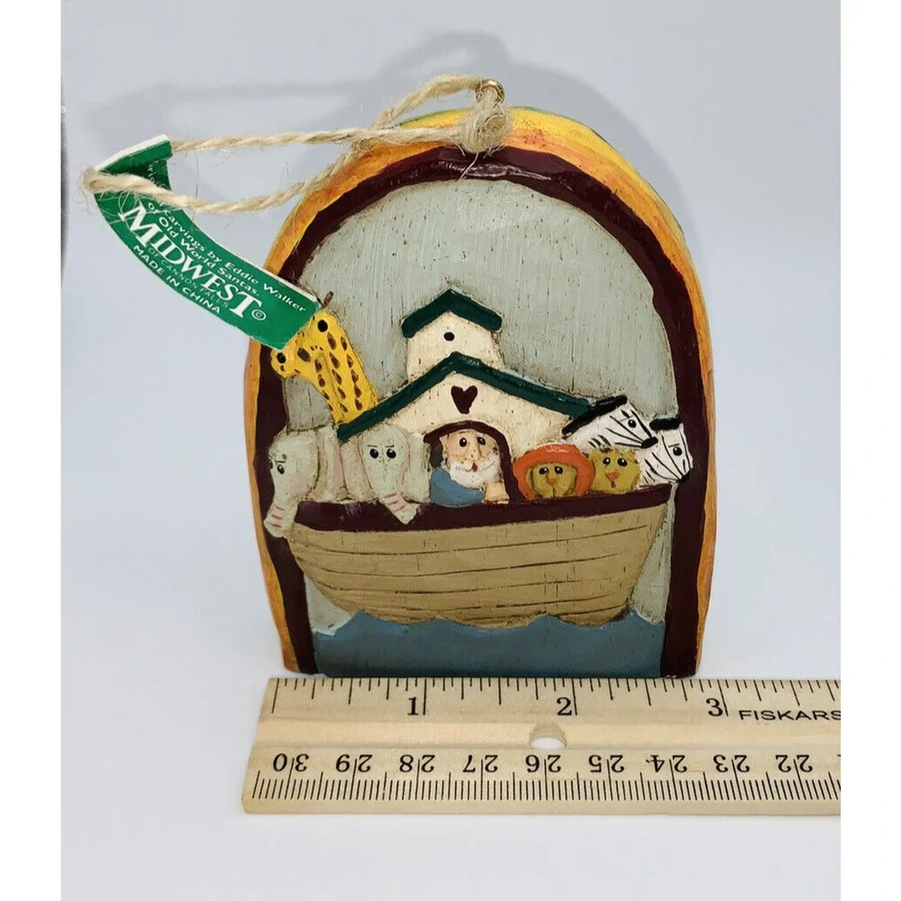 New Vtg NOAHS ARK Animals RAINBOW Christmas Ornament Country Farmhouse Primitive